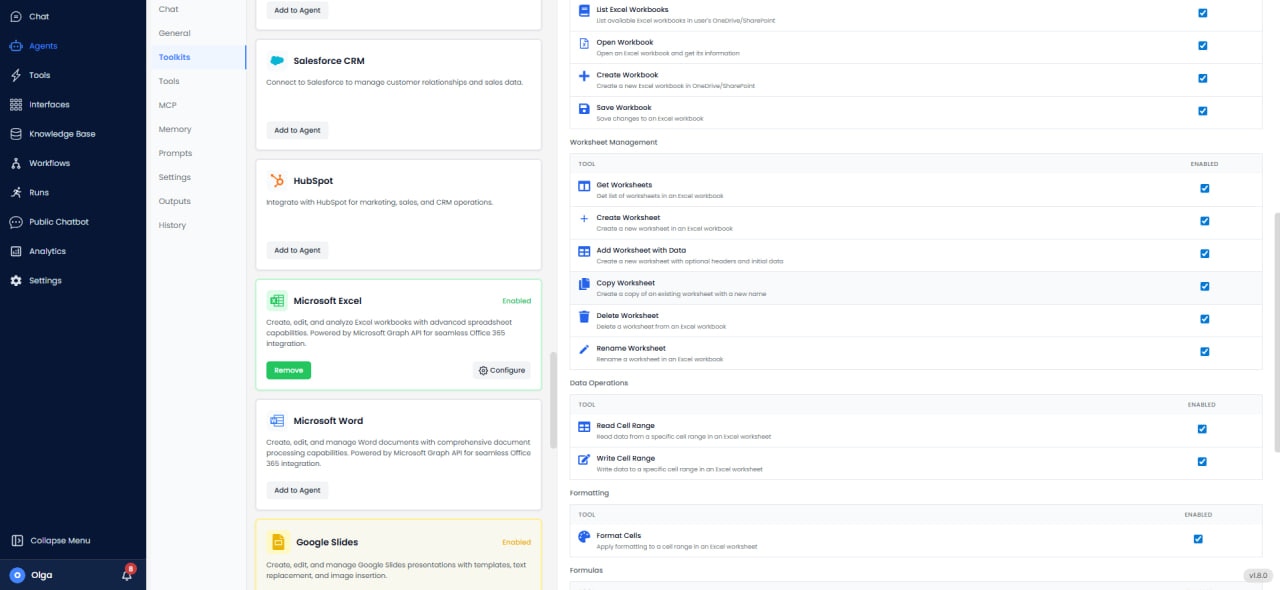 Microsoft Excel Workbook, Worksheet, and Data Operations tools
