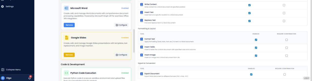 Microsoft Word Write Content, Formatting, and Export tools