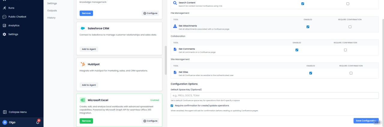 Confluence Search Content, File Management, Collaboration, and Site Management tools