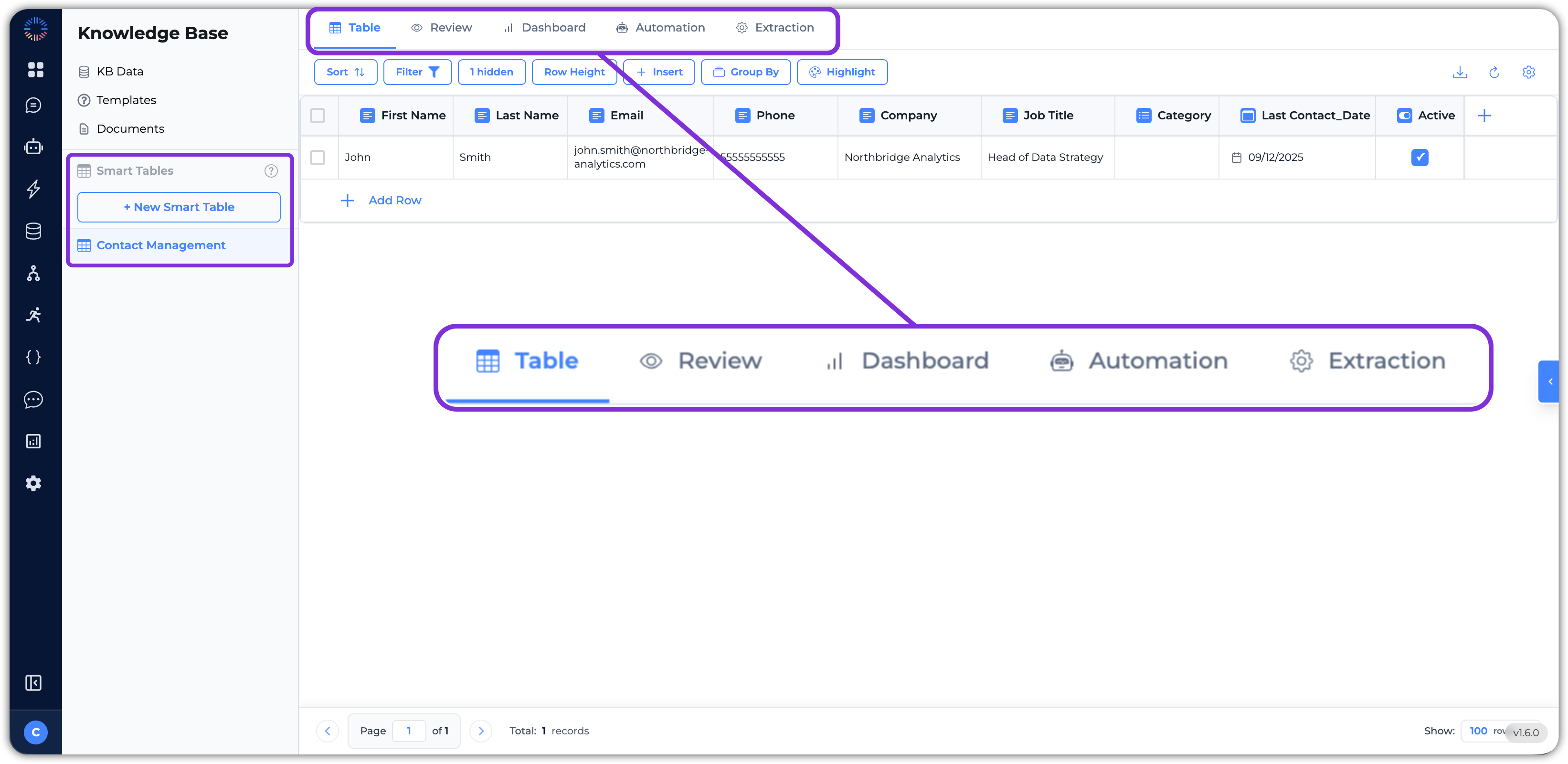 Smart Tables Page
