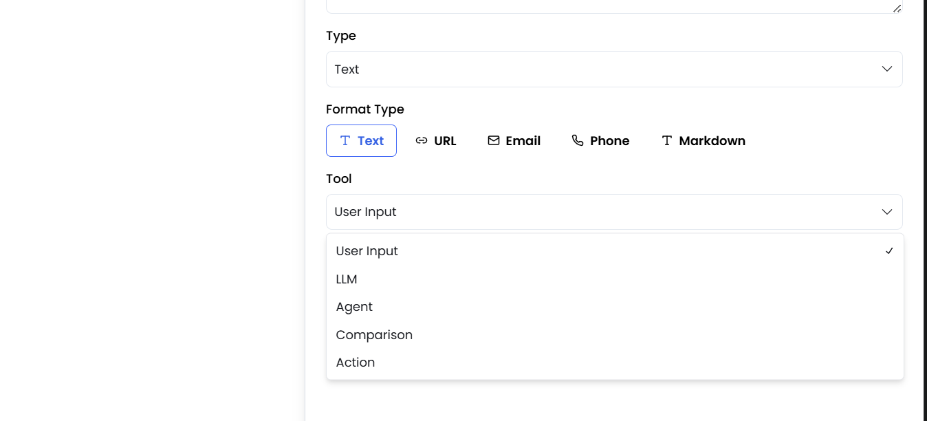 Tool source dropdown