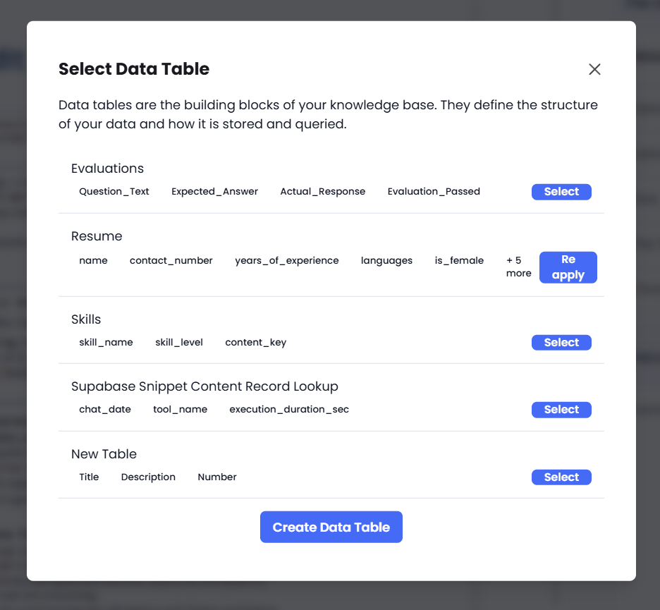 File upload modal with Smart Table assignment
