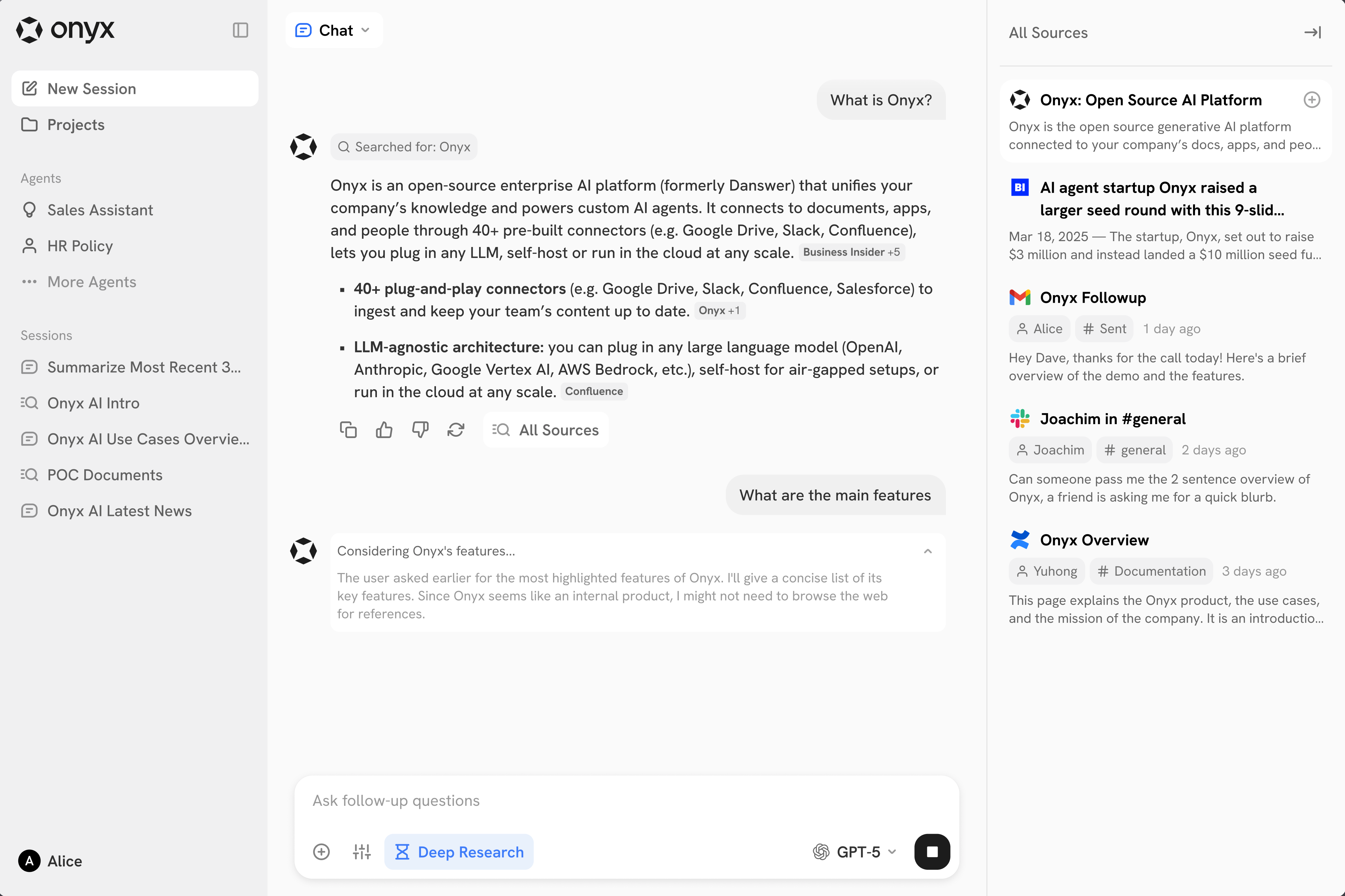 Onyx Chat Interface