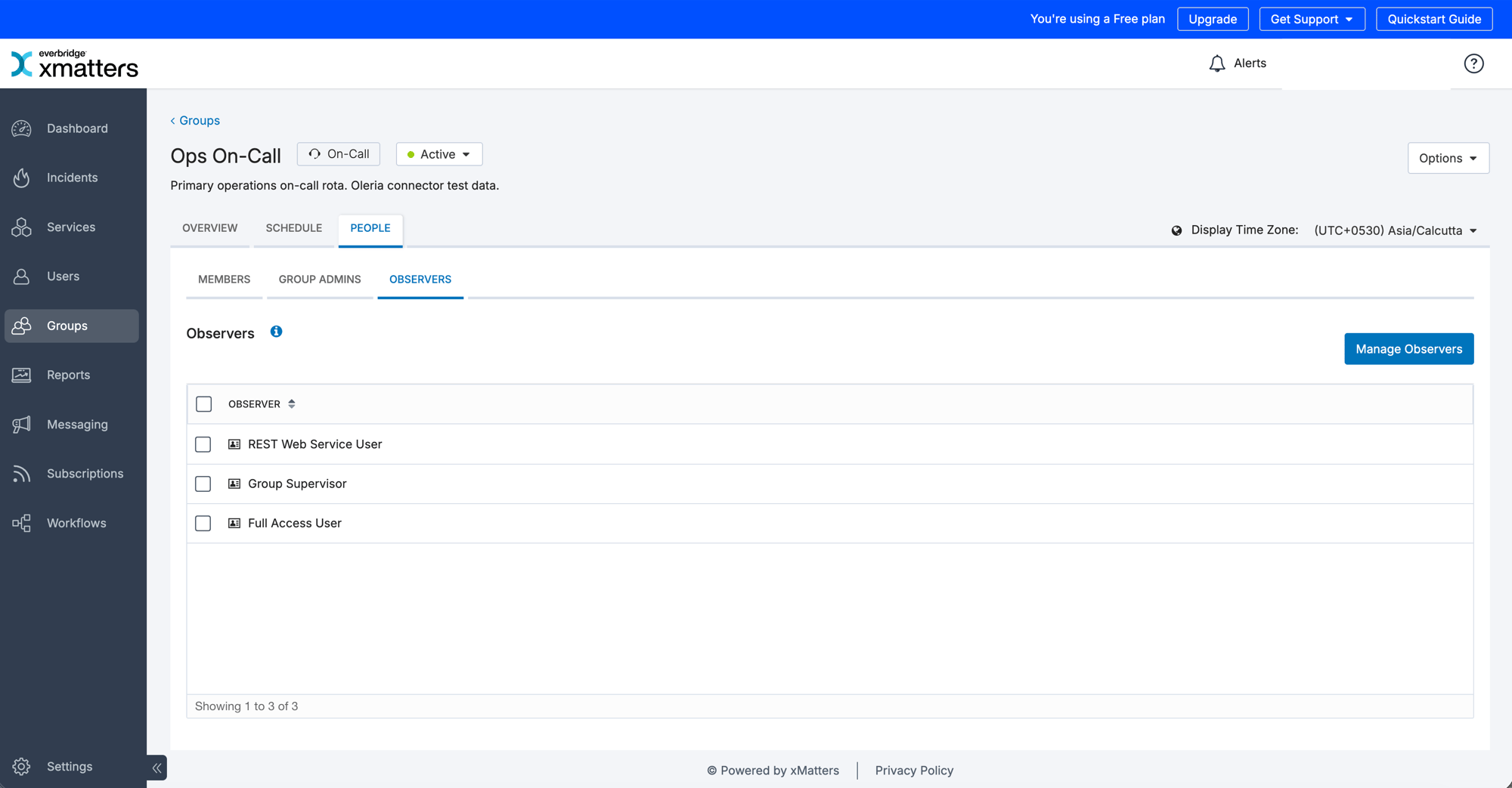 Observers tab of a group with REST Web Service User listed as an observer