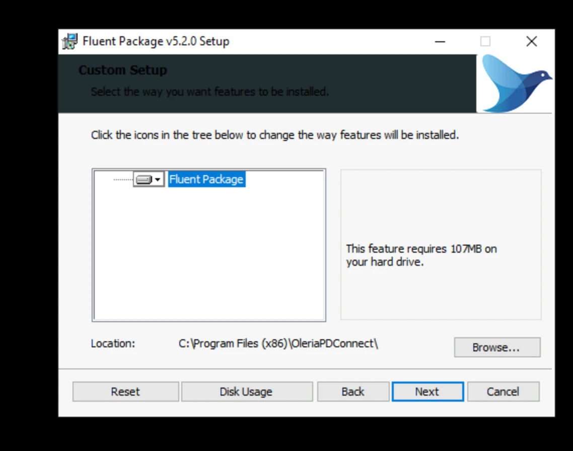 Accept the license terms and select Next