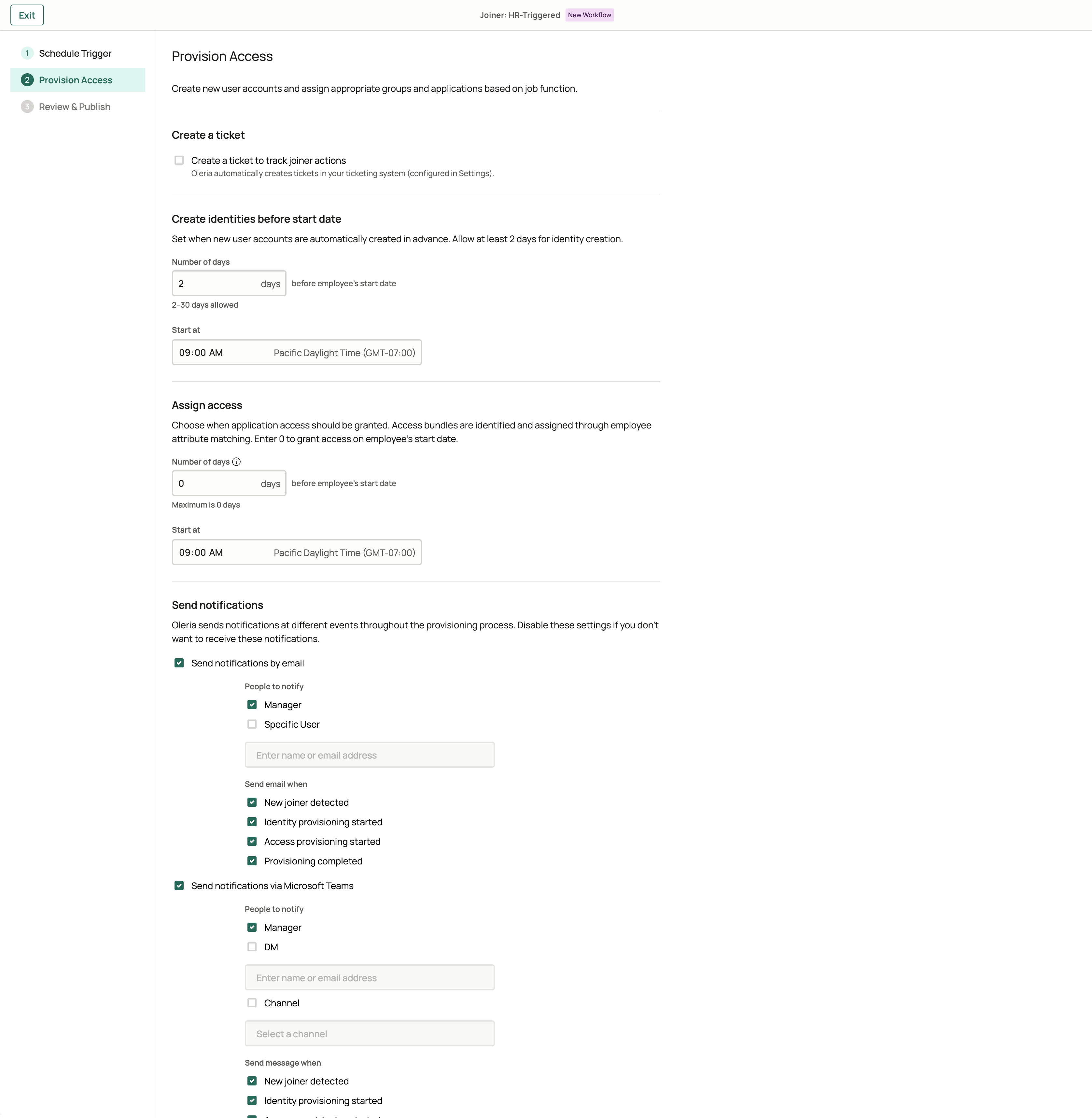 Joiner lifecycle provisioning access configuration step