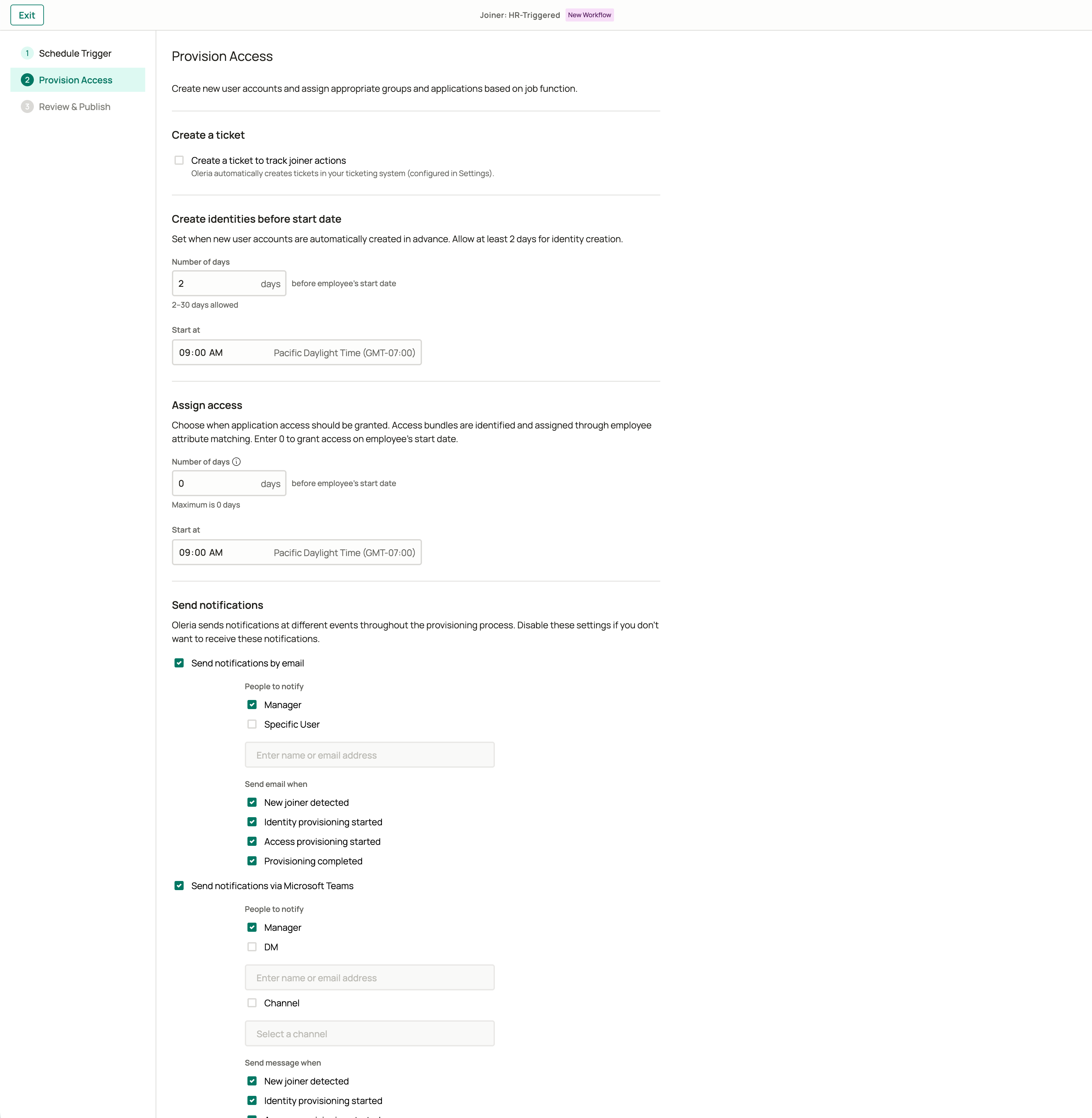 Joiner lifecycle provisioning access configuration step