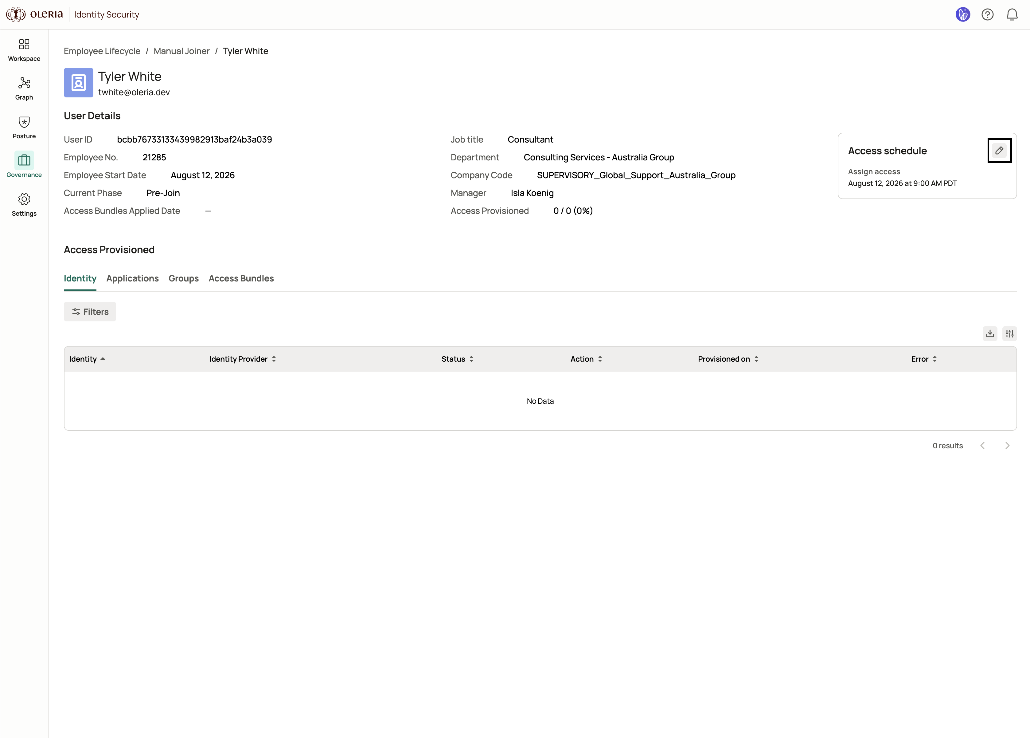 Edit access schedule button on a joiner event details page
