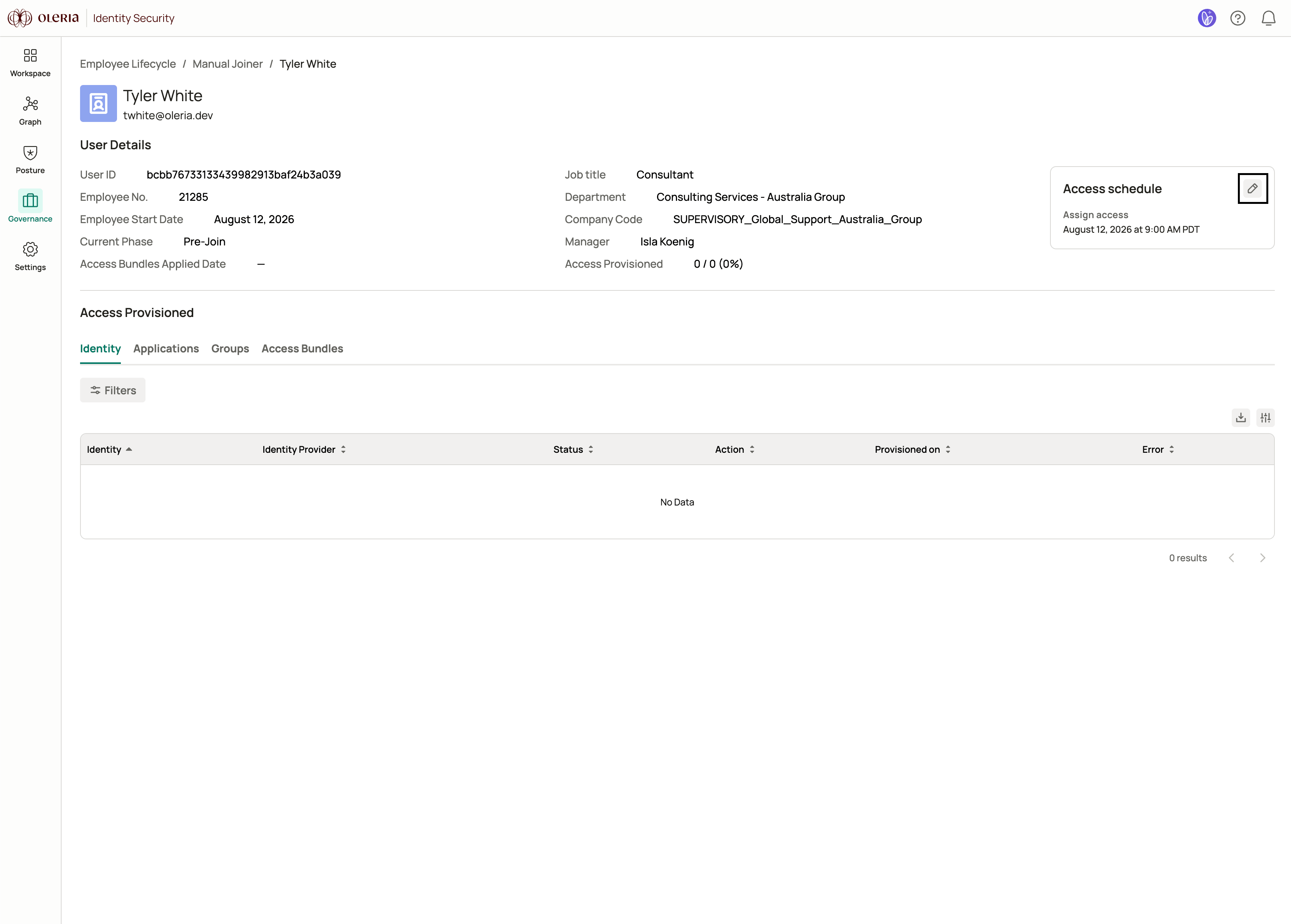 Edit access schedule button on a joiner event details page