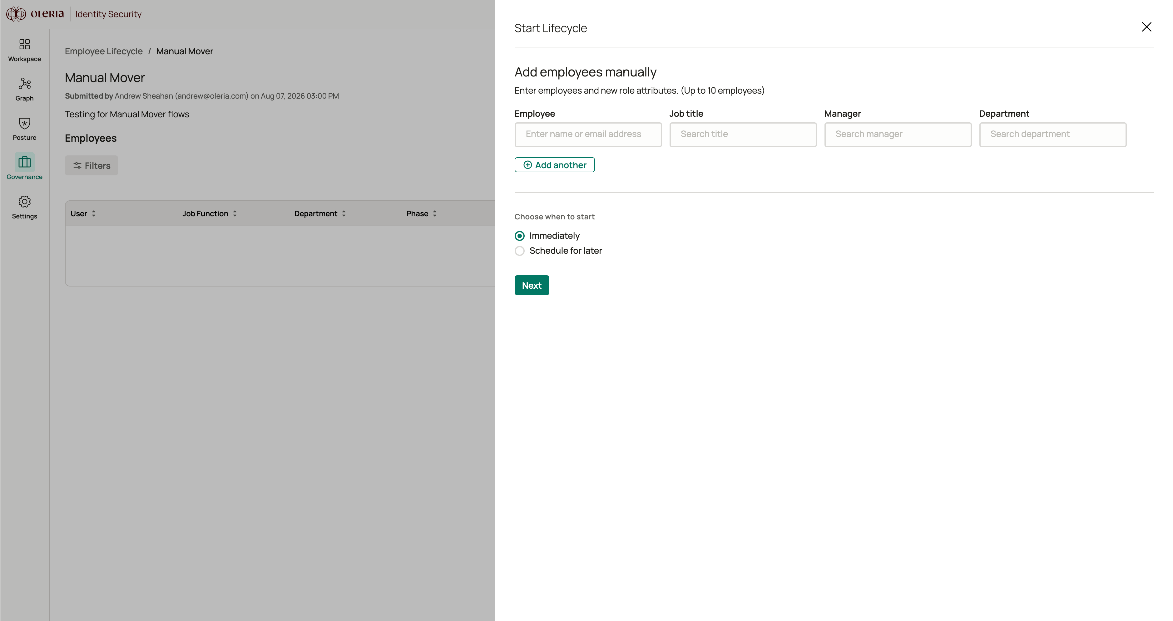 Form to add employees manually