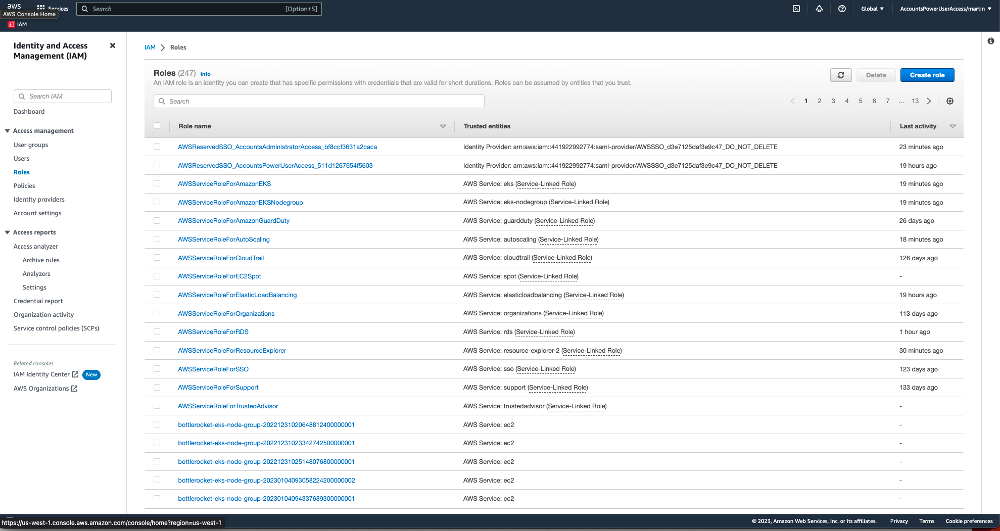 AWS IAM Create Role Screen