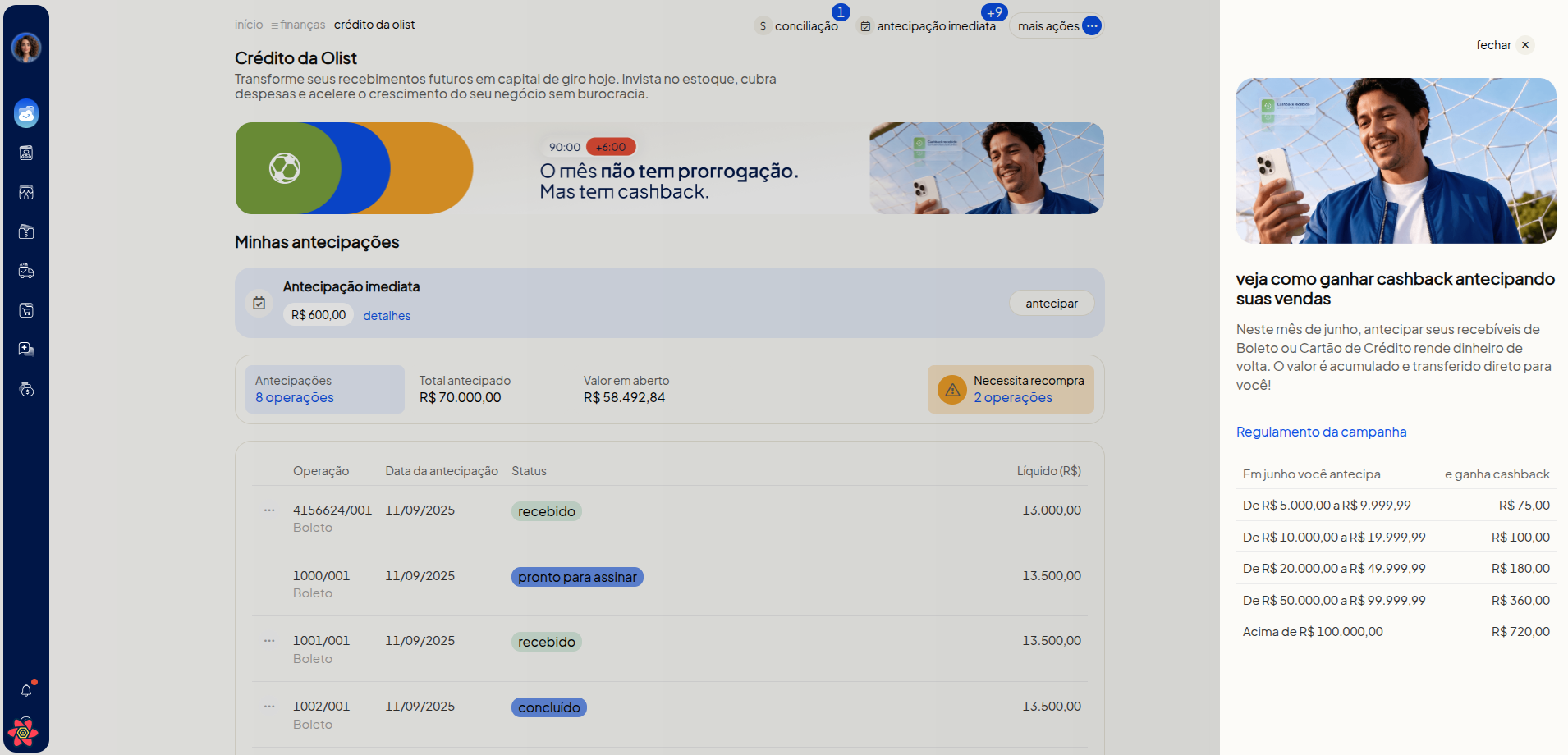 Modal com as regras e regulamento da campanha