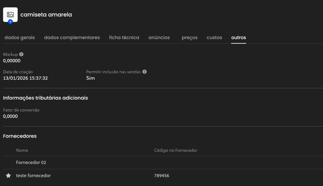 Relatório personalizado com coluna de código de fornecedor