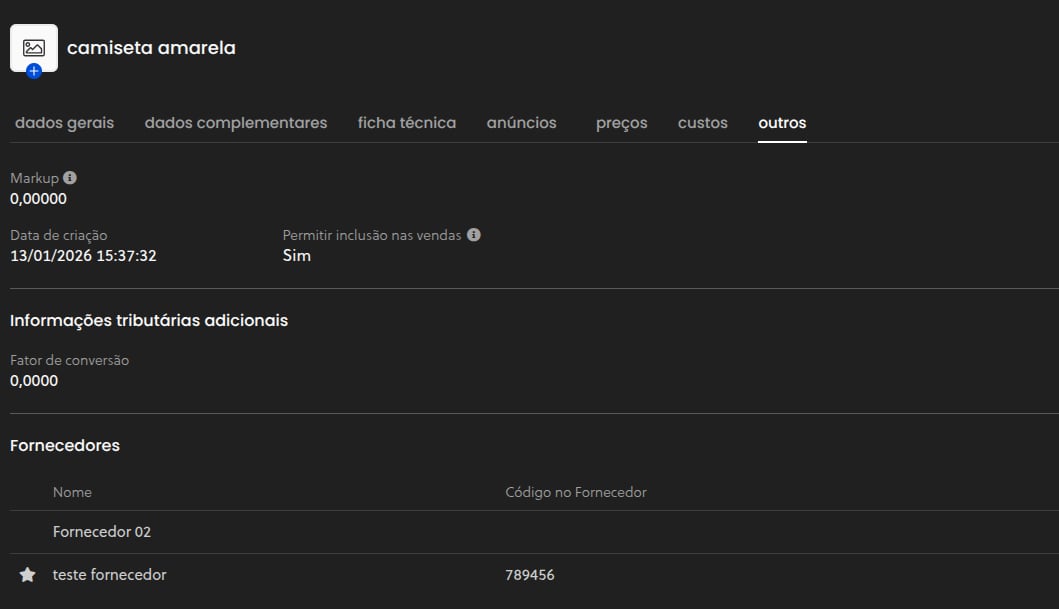 Relatório personalizado com coluna de código de fornecedor