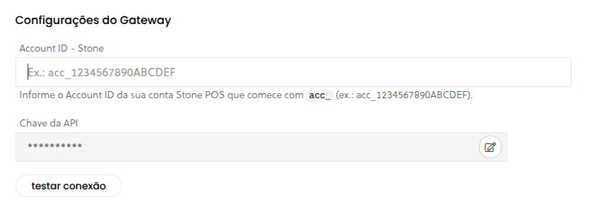 Exemplos de preenchimento do campo ID da conta