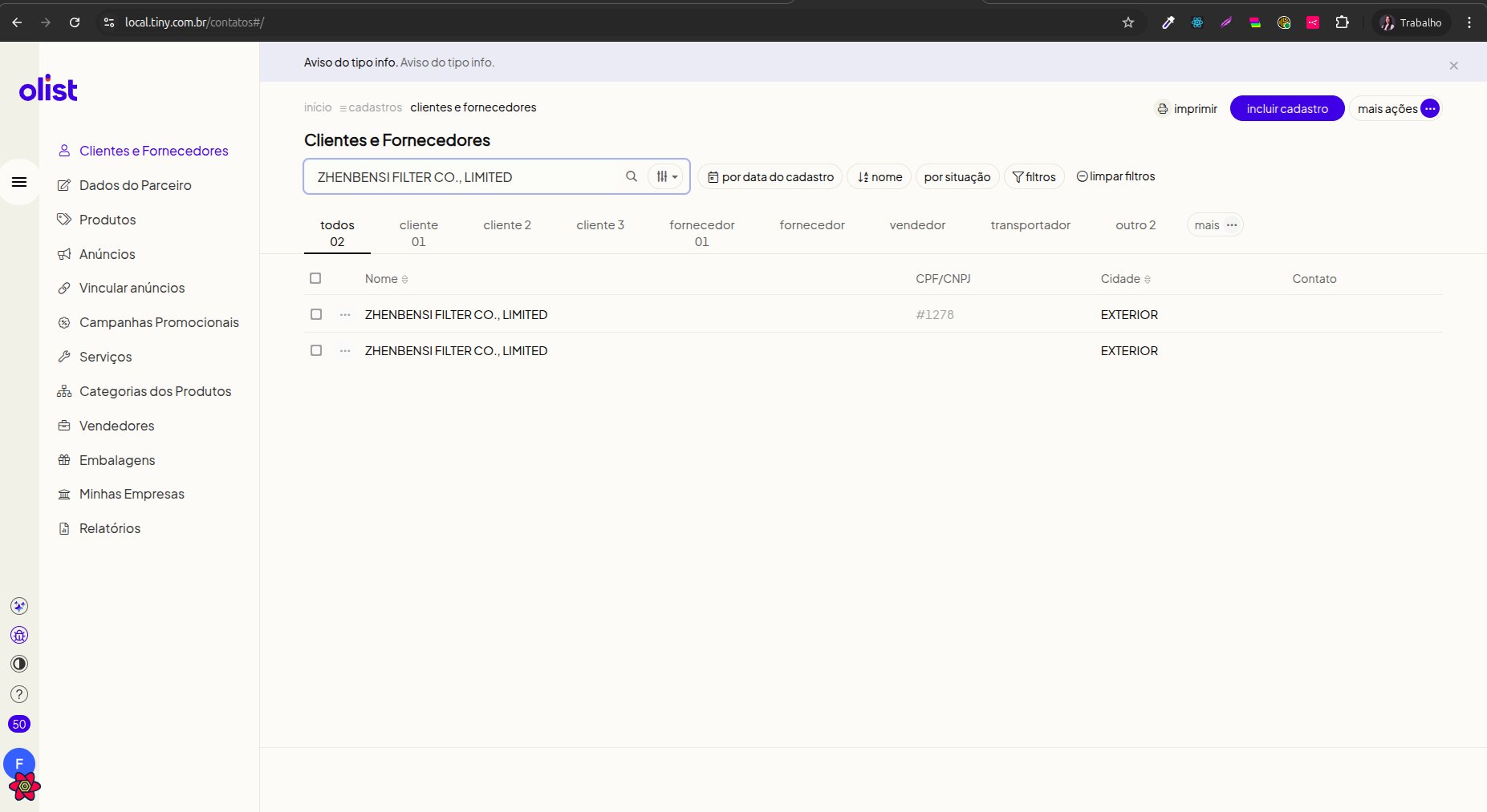 Fornecedor duplicado após importação de XML — comportamento anterior