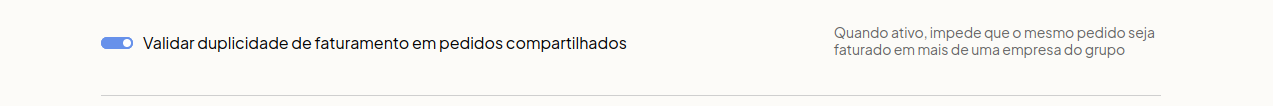 Novo parâmetro de bloqueio de emissão de nota em multiempresa