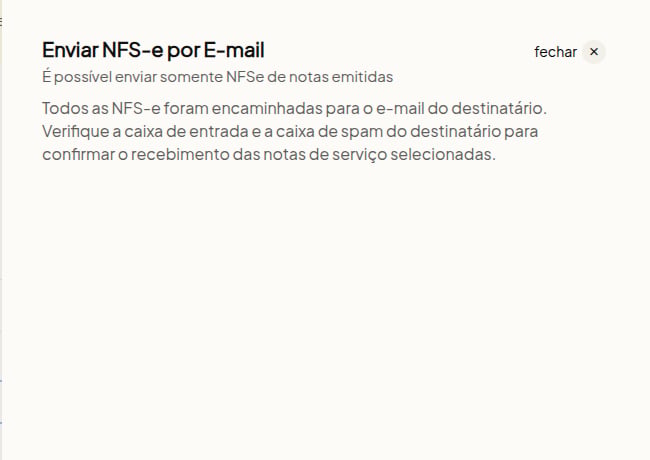 Confirmação de e-mail enviado com sucesso