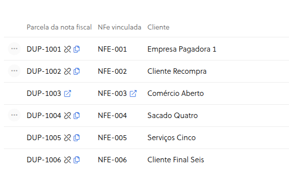 Vínculo entre duplicatas da financeira e do ERP