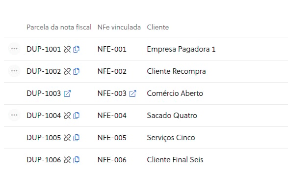 Vínculo entre duplicatas da financeira e do ERP