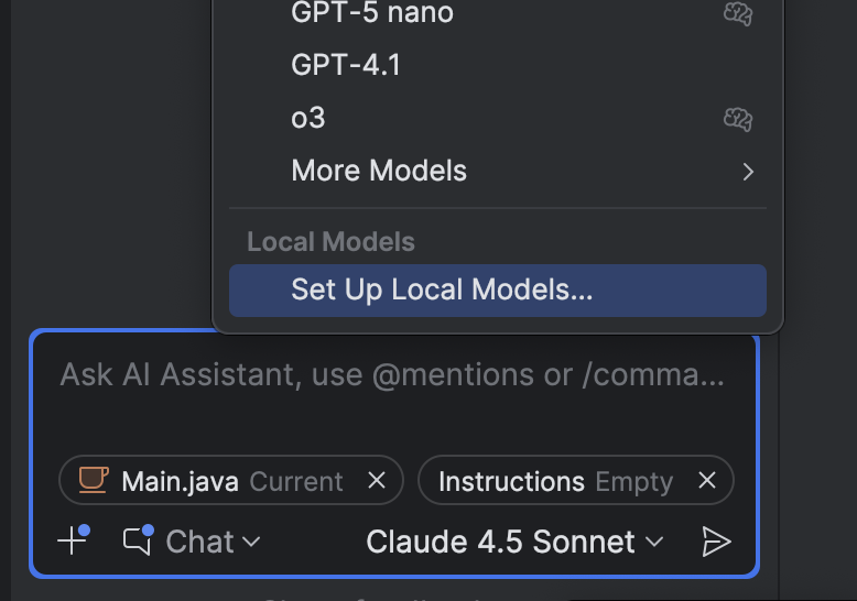 Intellij model bottom right corner