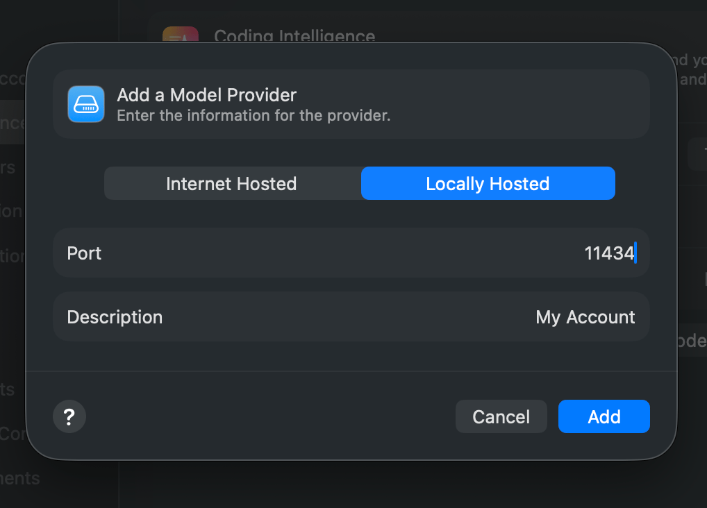 Xcode Port Xcode - Ollama