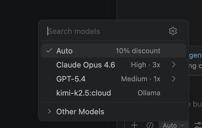 VS Code model picker
