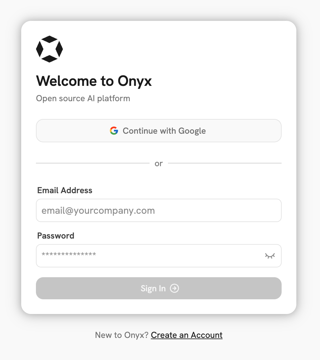 Onyx Login Page