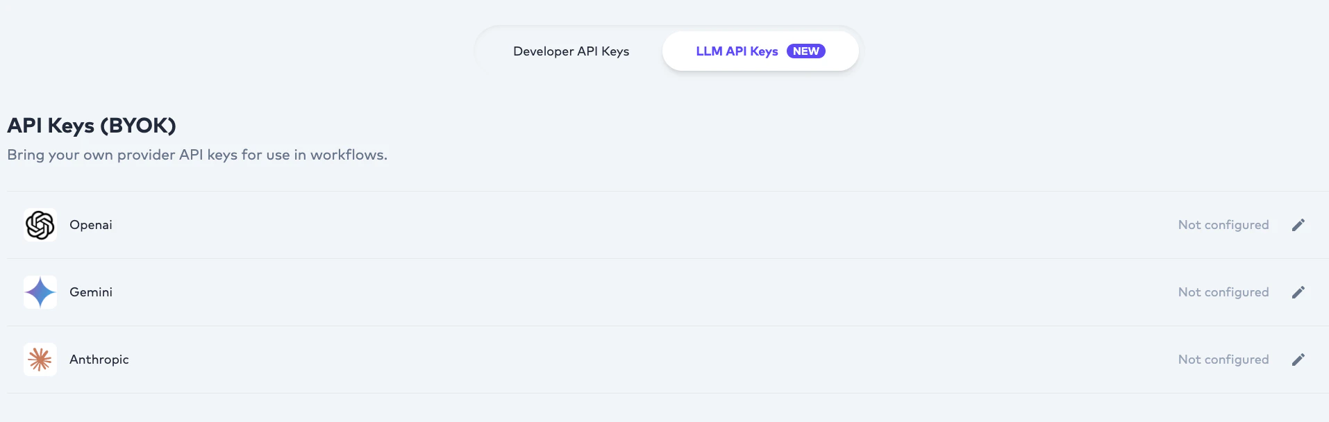 BYOK — Bring Your Own LLM Keys