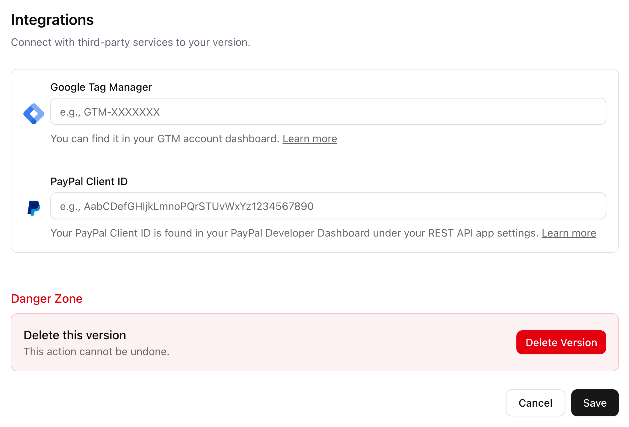 Version Integrations