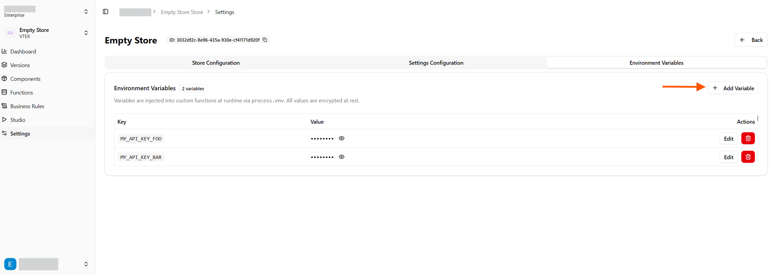 Add Environment Variable Drawer