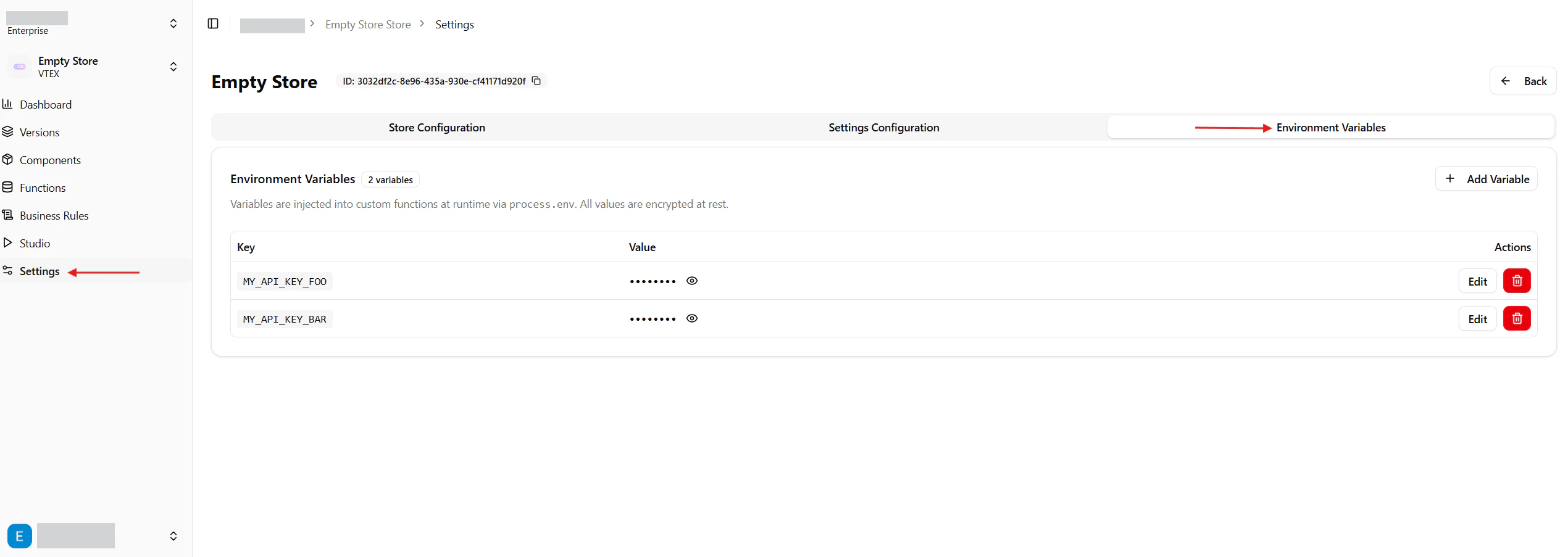 Environment Variables Tab