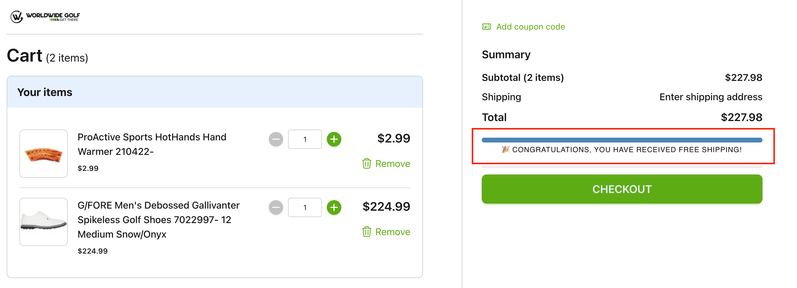 Free Shipping Progress Bar Pn