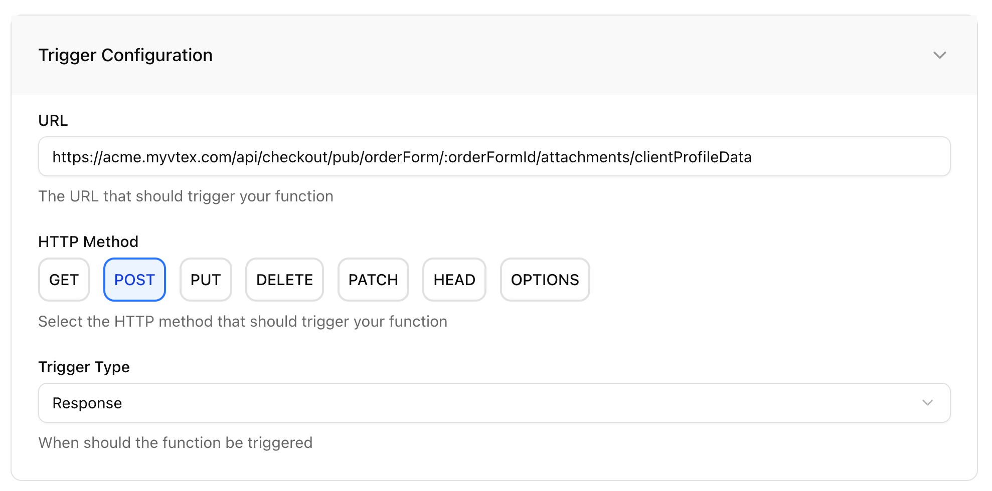 Image with Function trigger configuration