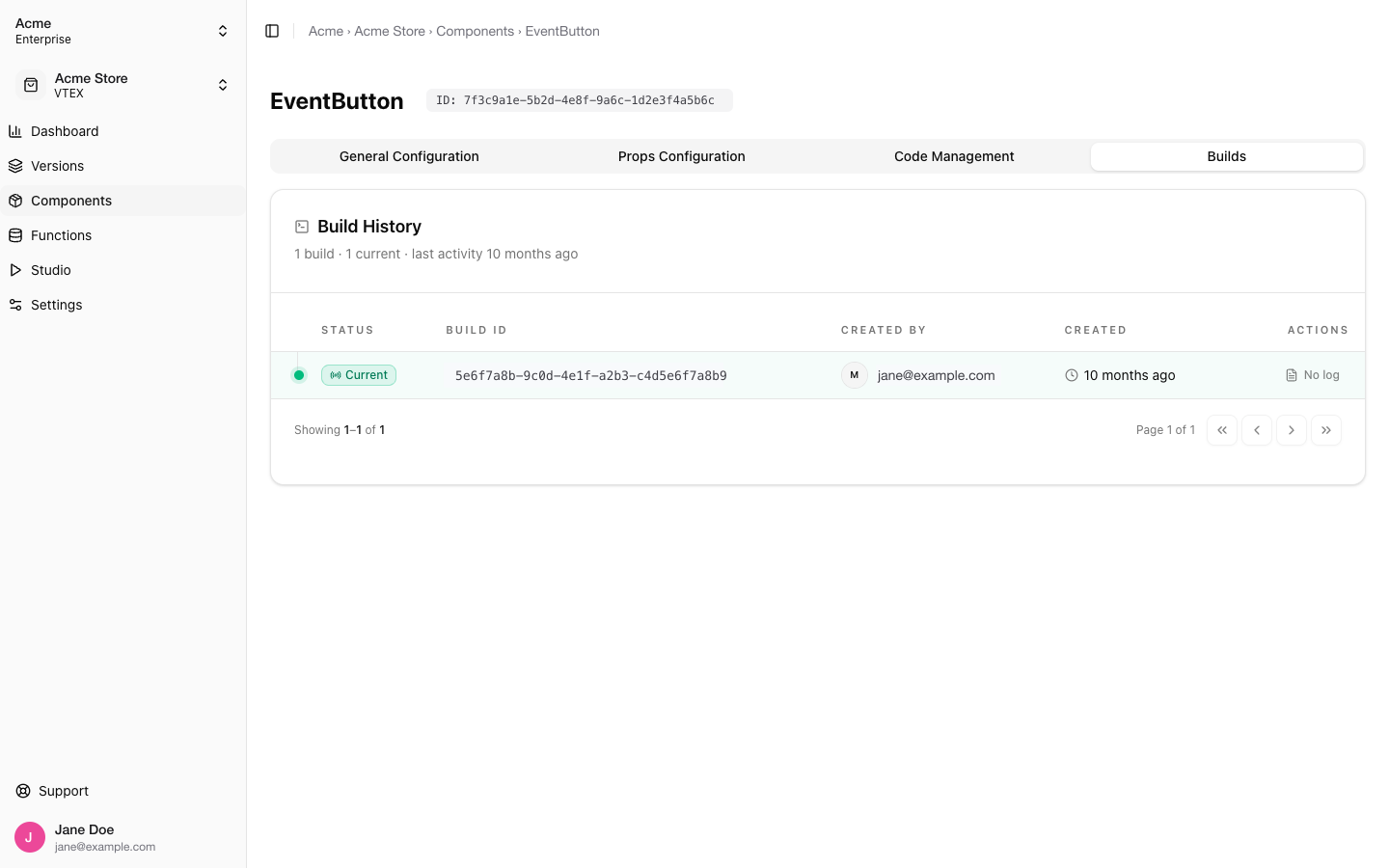 Component Builds tab