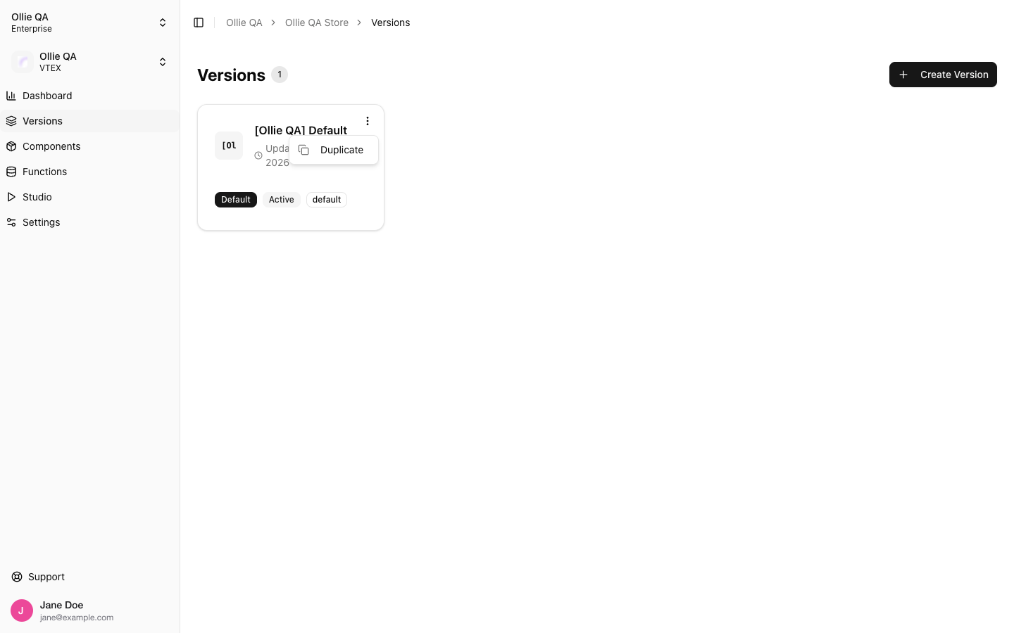 Versions list