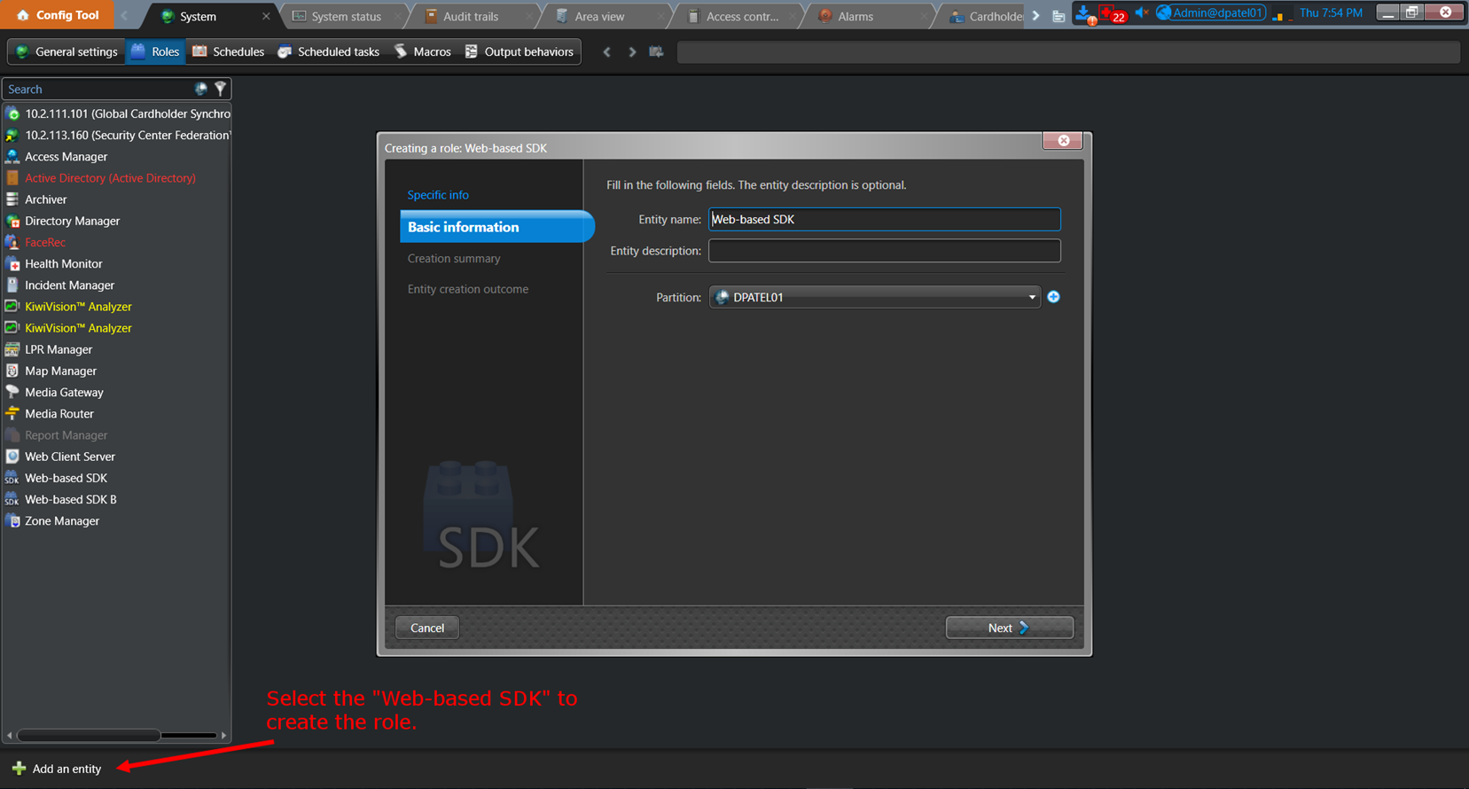 Set up Genetec Web SDK for Oloid... - screenshot 1
