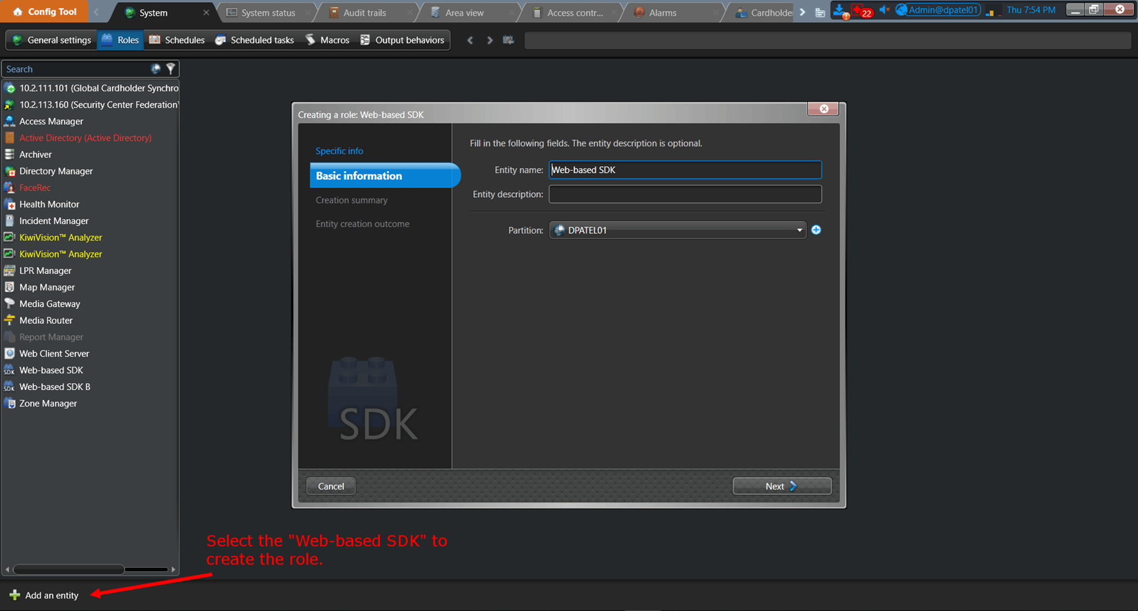 Set up Genetec Web SDK for Oloid... - screenshot 1