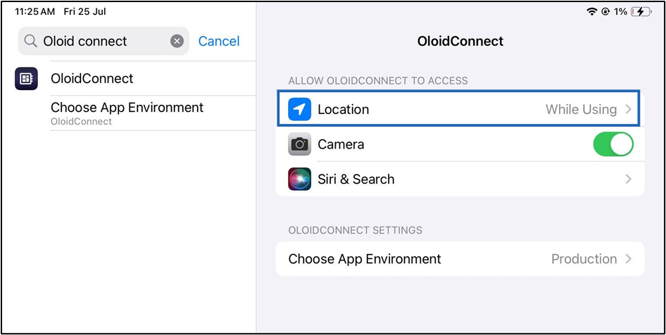 How to update Location for Oloid Connect - screenshot 4
