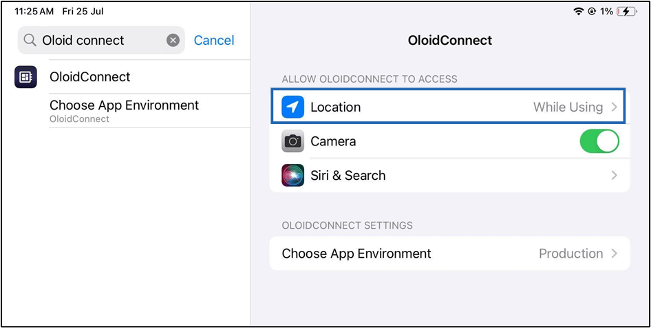 How to update Location for Oloid Connect - screenshot 4