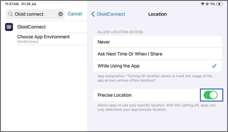 How to update Location for Oloid Connect - screenshot 5
