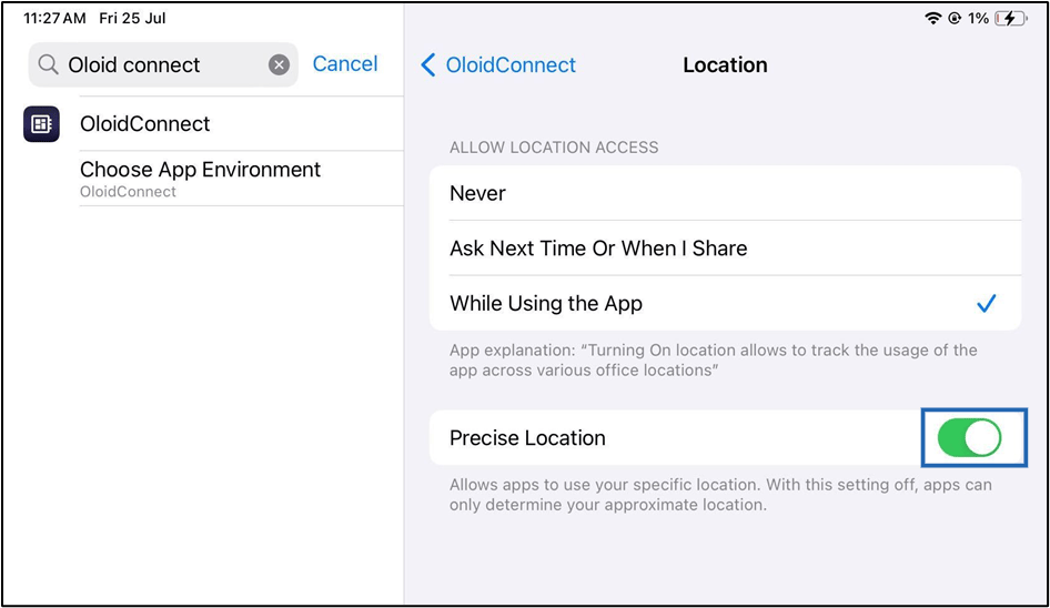 How to update Location for Oloid Connect - screenshot 5
