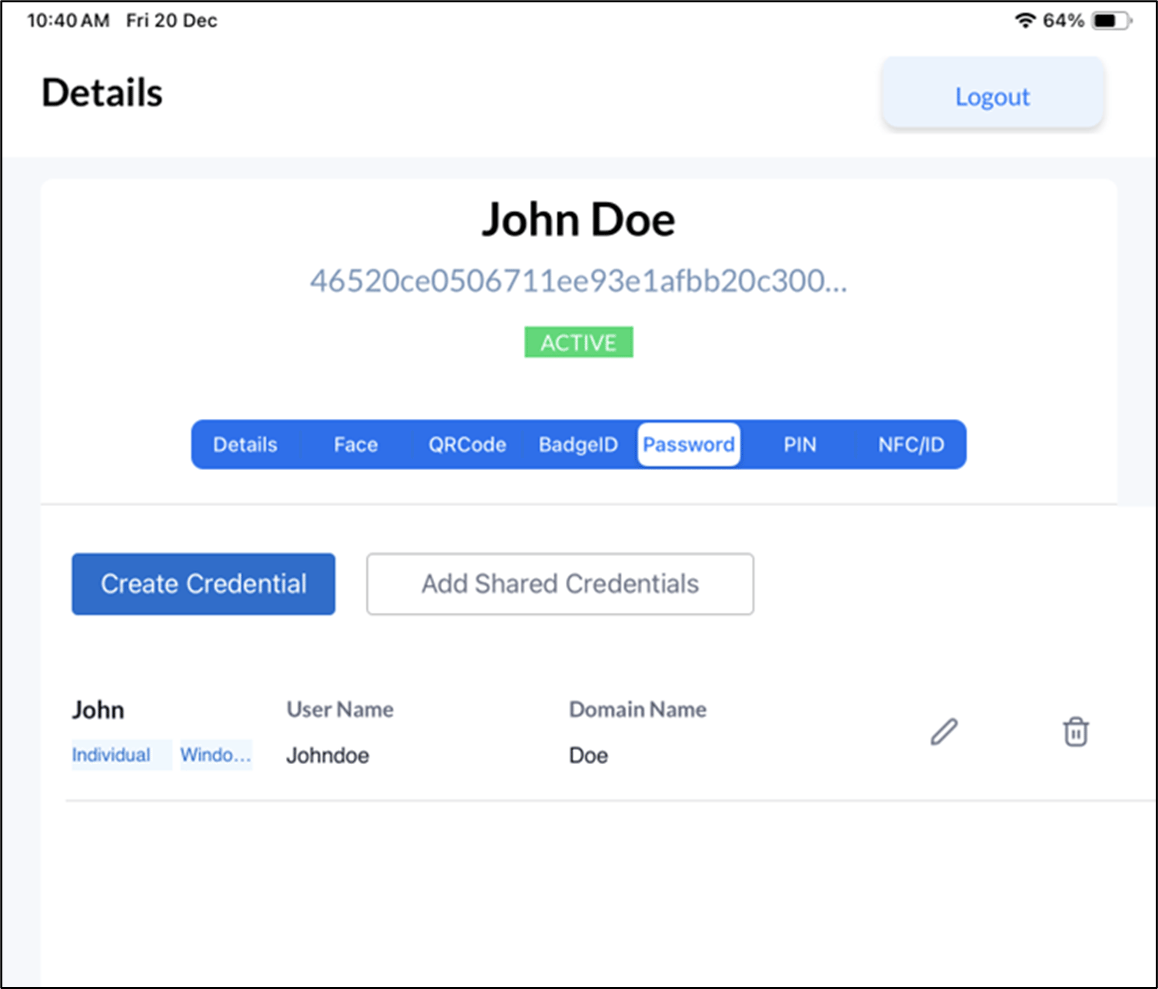 Oloid Connect: Add Password - screenshot 4