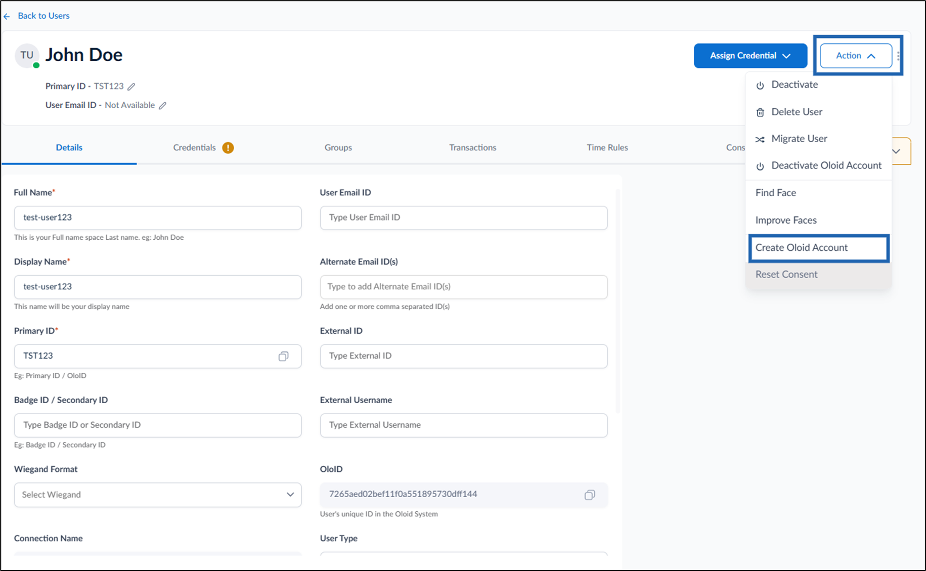 How to create Oloid account in Tenant... - screenshot 5