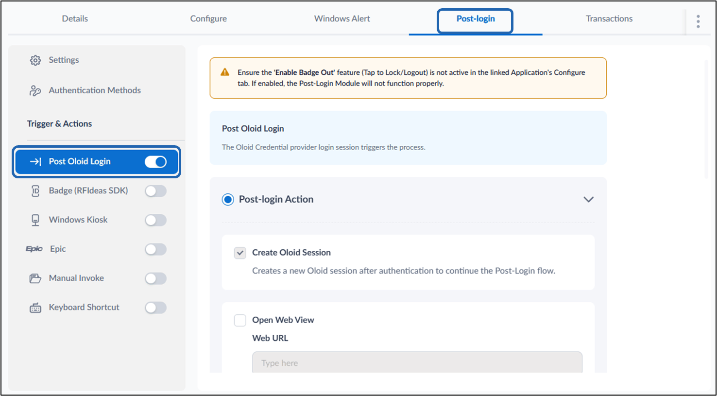 How to Configure Post Oloid Login - screenshot 2