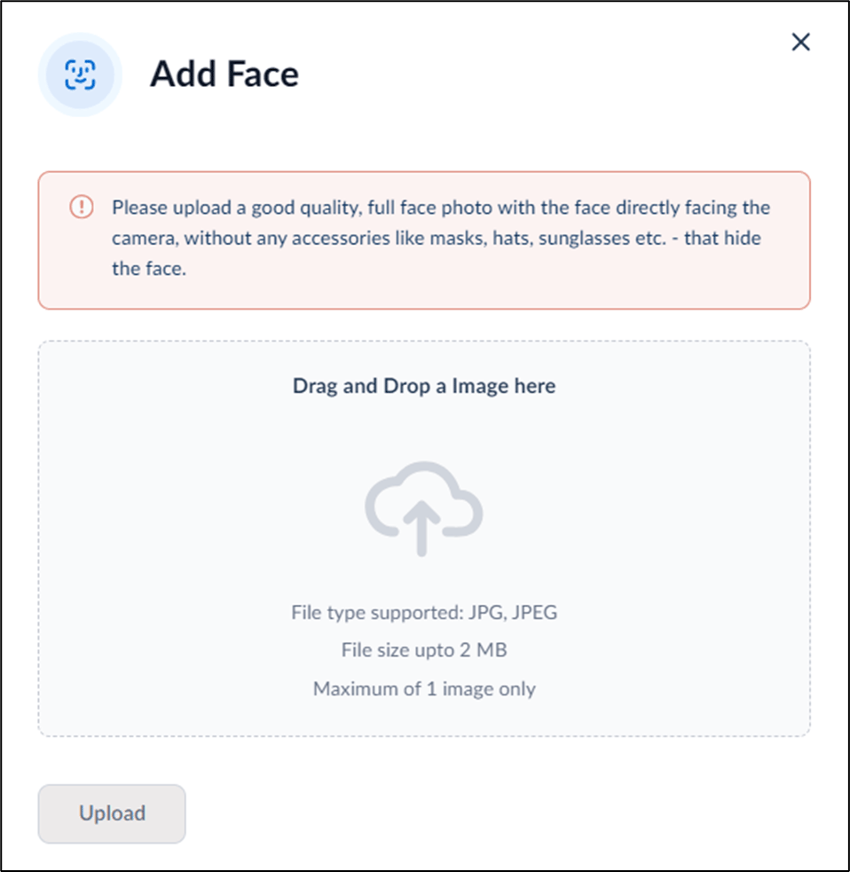 How to onboard face of a single user - screenshot 3