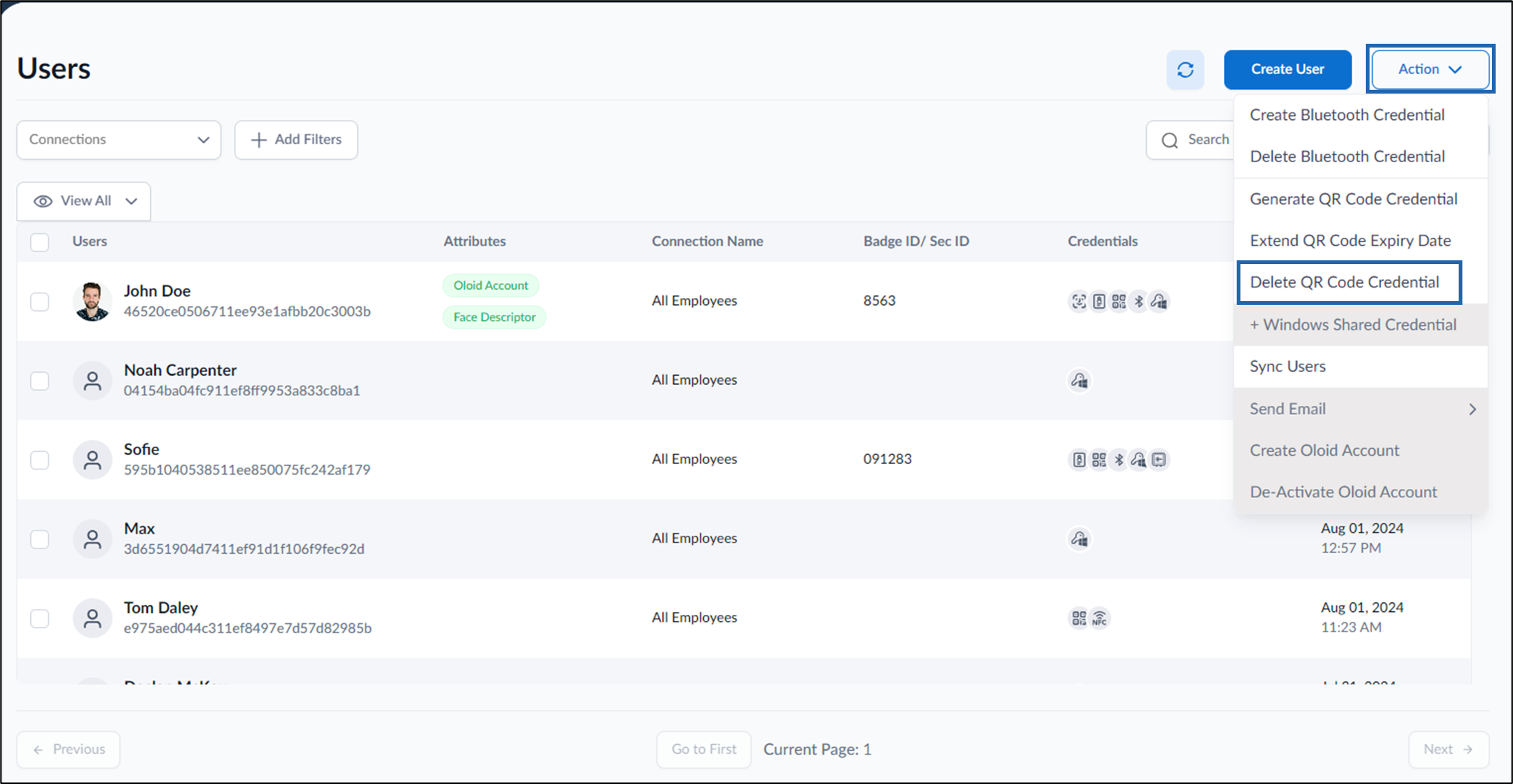How to delete QR Code Credential of... - screenshot 2