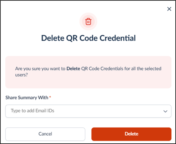 How to delete QR Code for multiple users - screenshot 2