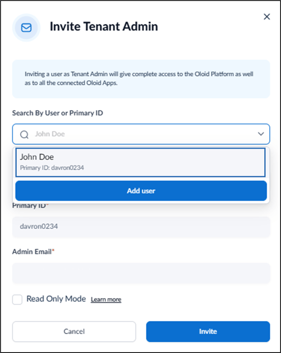 How to invite a Tenant Admin - screenshot 6