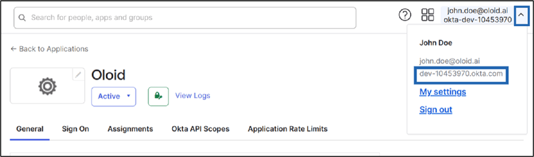 Okta Settings for Oloid SSO - screenshot 10